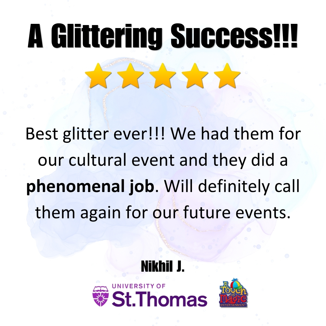 Glitter Tats bling bar review, School event, University of St. Thomas DESI Club- A Touch of Magic Entertainment in Minneapolis, MN